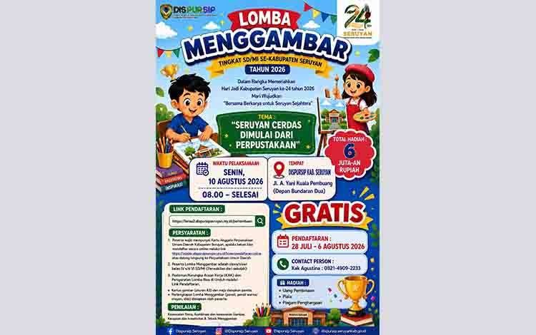 Dispursip Gelar Lomba Menggambar untuk Siswa SD/MI Berhadiah Rp6 Juta