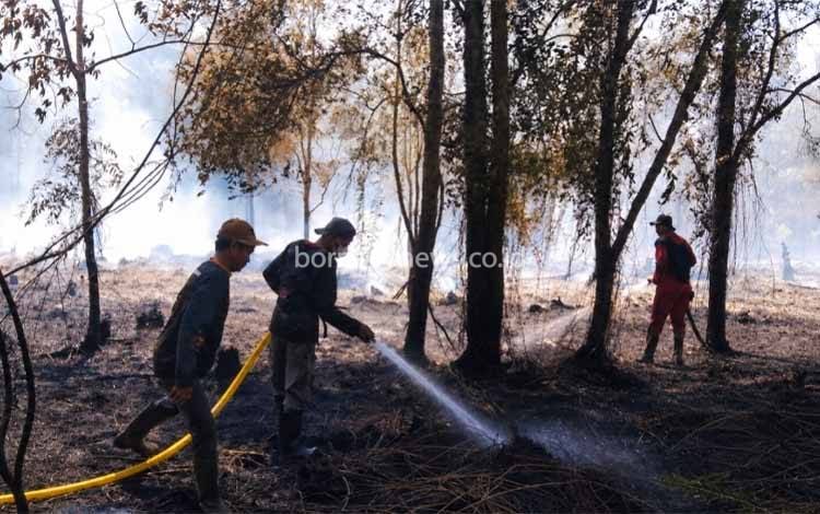 Tim gabungan melakukan pemadaman kebakaran hutan dan lahan di kawasan Kalampangan dalam Operasi Siaga Darurat Karhutla di Kalimantan Tengah (FOTO: BPBPK)