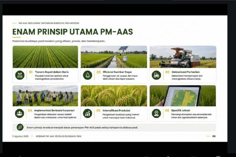 Tangkapan layar - bahan pemaparan pada webinar "Webinar: Pertanian Modern Advance Agriculture System (PM-AAS) di Jakarta, Rabu (5/8/2026) (Antara/HO/Dokumentasi pribadi)
