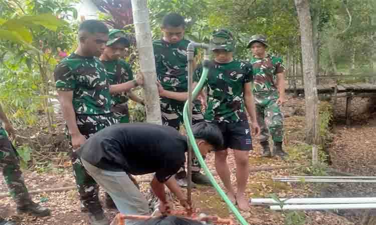 Kodam XXII Tambun Bungai Bangun 4 Titik Sumur Bor di Lokasi Karhutla Jalan AMD Petuk Katimpun