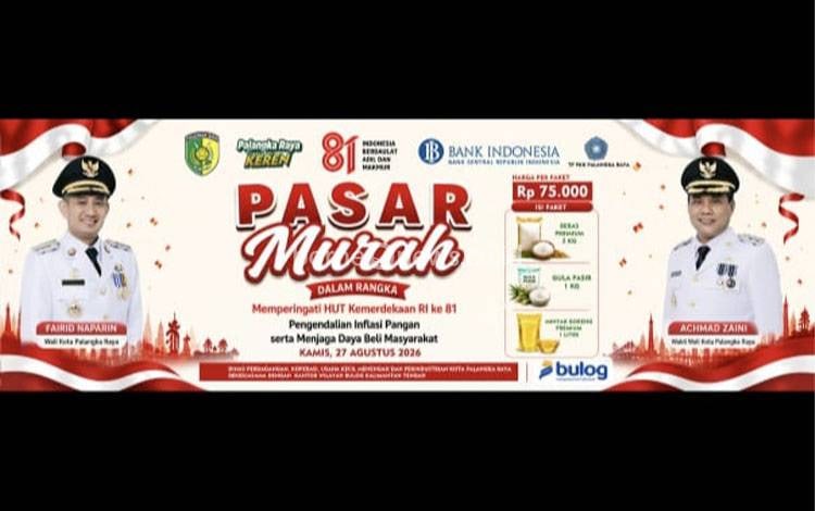 Pasar Murah Serentak Palangka Raya, Bulog Siapkan 6.000 Paket Pangan Bersubsidi