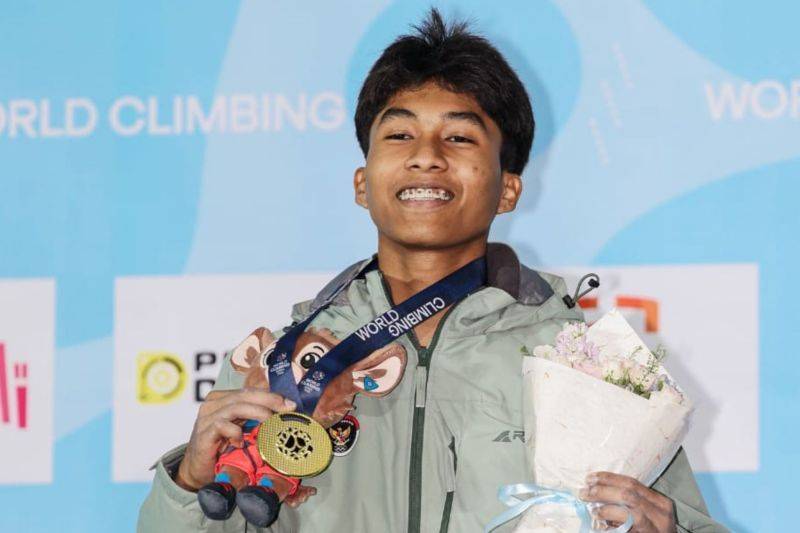 Antasyafi Robby Raih Emas World Climbing Series, Persembahkan untuk Sang Ibu