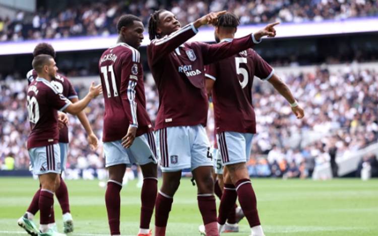 Selebrasi Johan Manzambi setelah mencetak gol untuk Aston Villa dalam matchday kelima Liga Inggris 2026/27 lawan Tottenham Hotspur di London pada Sabtu (19/9/2026). AVFC.com