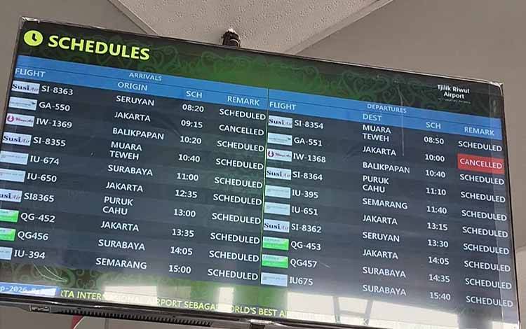 34 Penerbangan di Bandara Tjilik Riwut Palangka Raya Terdampak akibat Kabut Asap