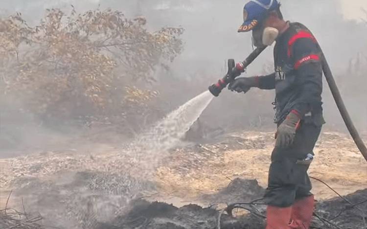 Tim pemadaman kebakaran hutan dan lahan. BPBPK Kalteng terus melakukan pemantauan dan penanganan kebakaran hutan dan lahan (karhutla) secara berkelanjutan. (FOTO: NITTA)