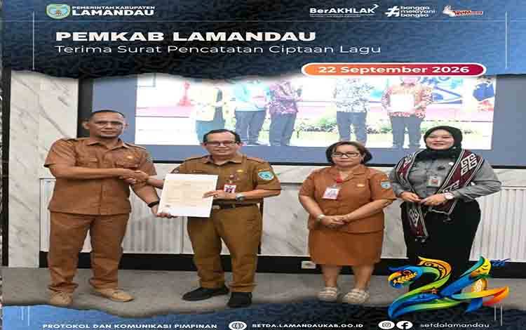 Pemkab Lamandau Terima Sertifikat Hak Cipta 13 Lagu Karya Ebi Sugiya