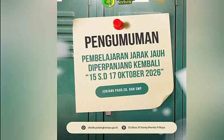 Kualitas Udara Masih Berbahaya, Pembelajaran Jarak Jauh di Palangka Raya Diperpanjang 15 - 17 Oktober 2026