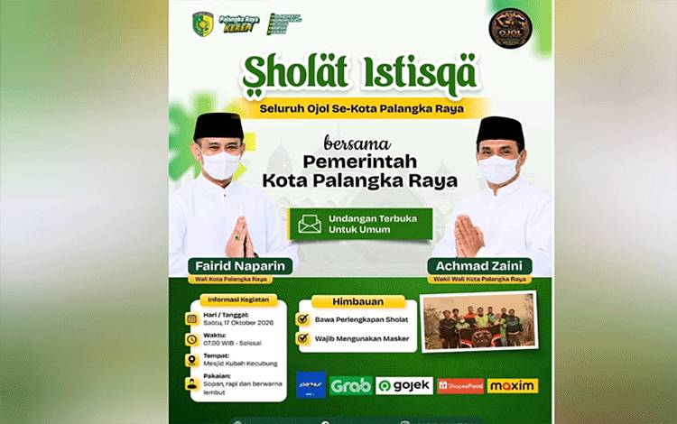 Wali Kota Palangka Raya Ajak Seluruh Pengemudi Ojek Online Ikuti Salat Istisqa Memohon Hujan