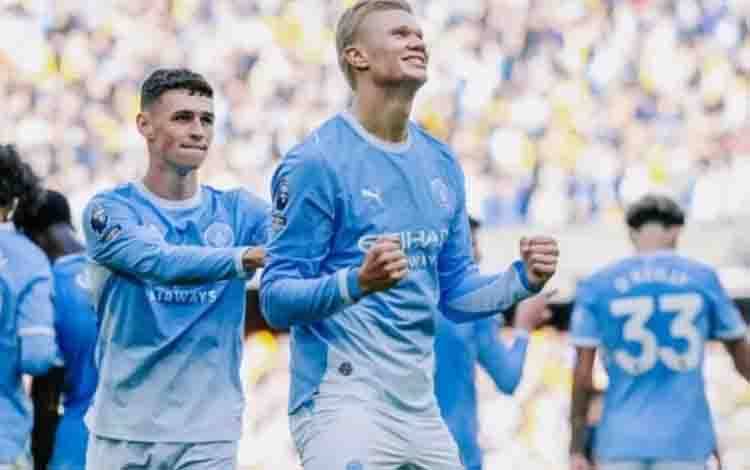Dua Gol Erling Haaland Bantu Manchester City Menang 3-2 atas Ipswich
