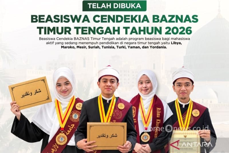 Baznas RI Buka Beasiswa untuk 300 Mahasiswa Indonesia di Timur Tengah