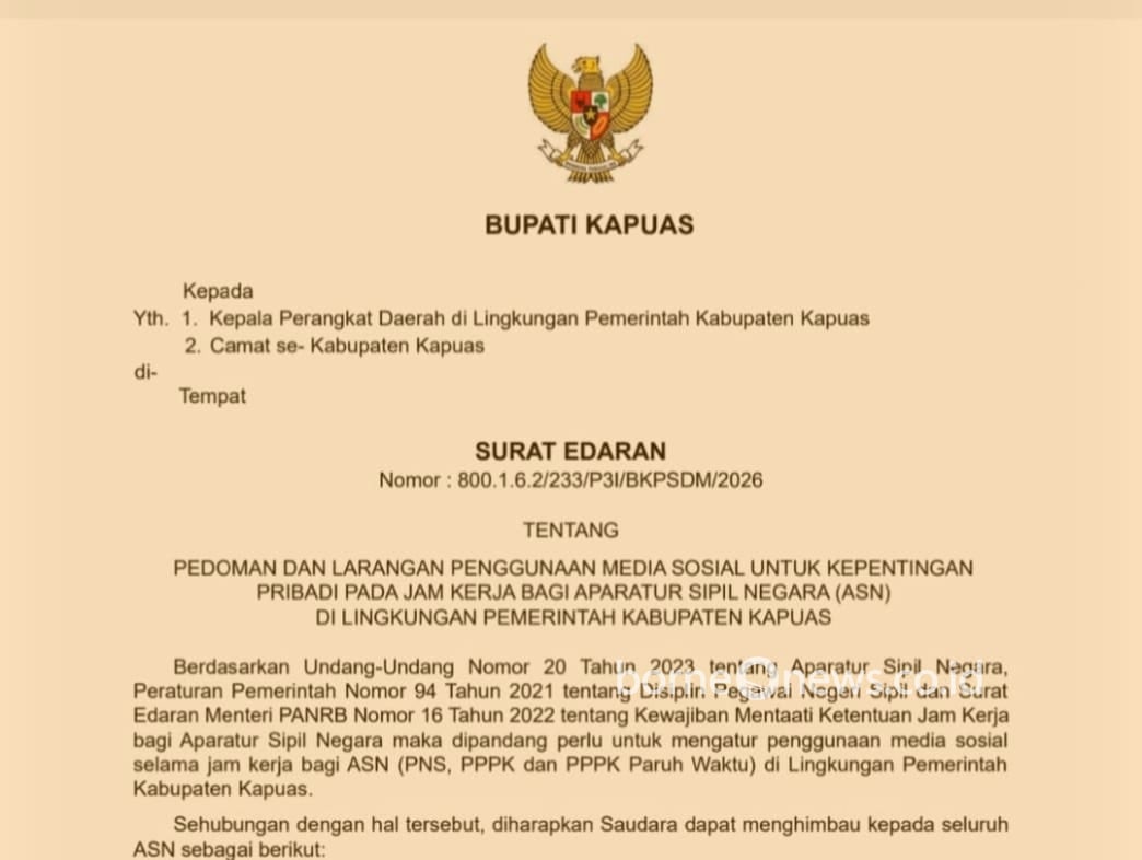 ASN Kapuas Dilarang Tegas Siaran Medsos Saat Jam Kerja